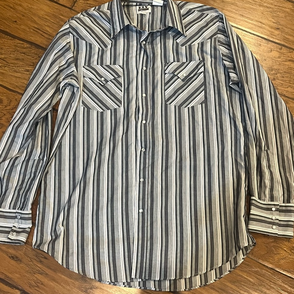 Ely Cattleman Black and White Striped Shirt